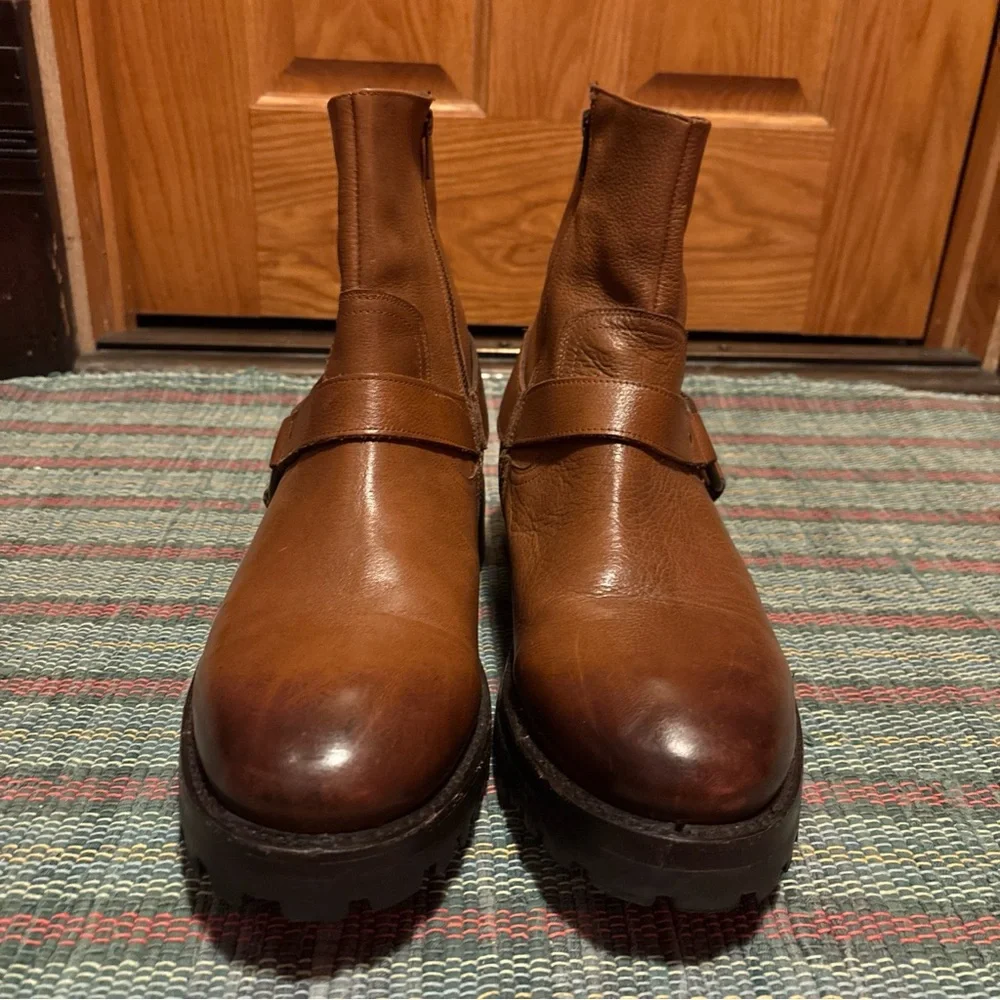 Freebird By Steven Mens Brown Leather Zipper Biker Boot Size 13 Ozzie - Picture 2 of 7